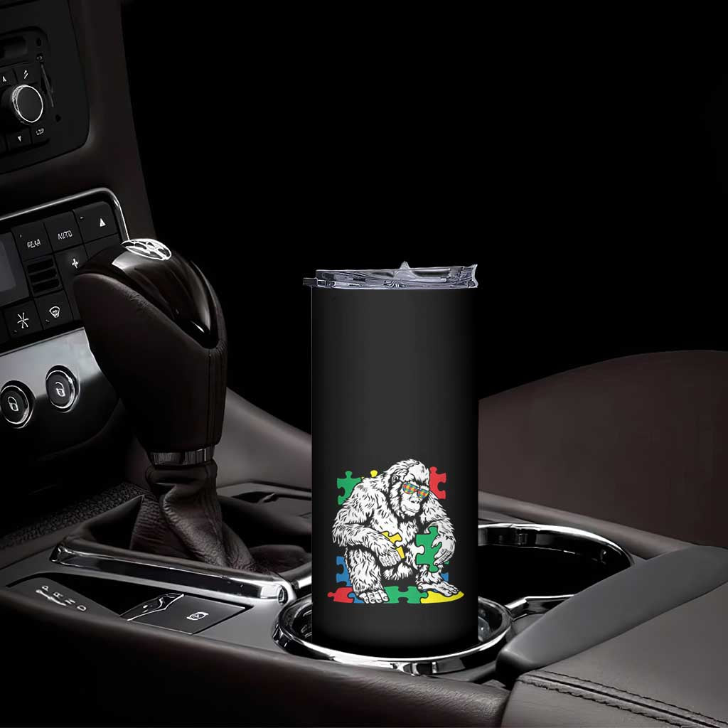 Autism Awareness Bigfoot Puzzle Autistic Warrior Skinny Tumbler TS09 Print Your Wear