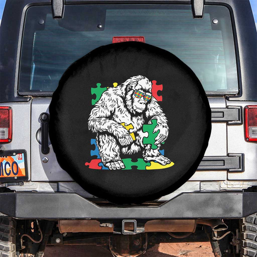 Autism Awareness Bigfoot Puzzle Autistic Warrior Spare Tire Cover TS09 No hole Black Print Your Wear