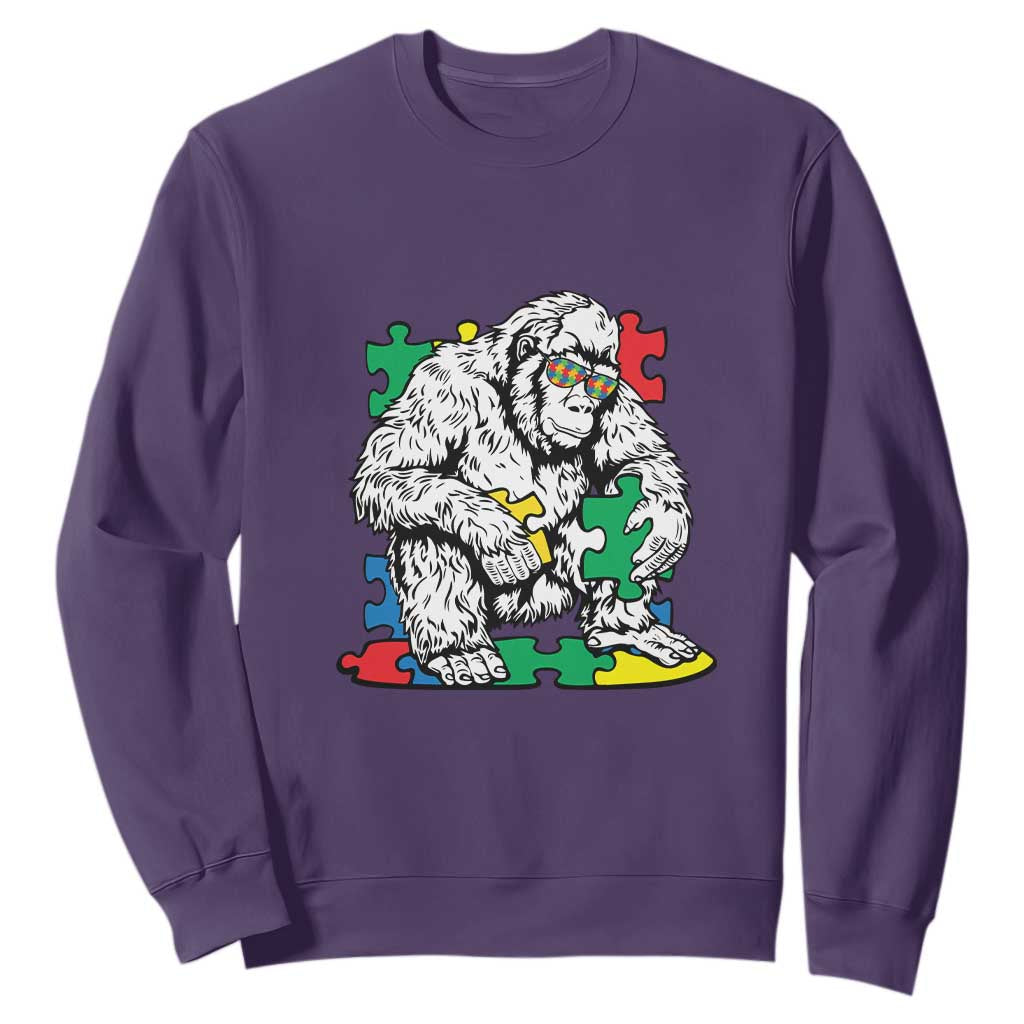 Autism Awareness Bigfoot Puzzle Autistic Warrior Sweatshirt TS09 Purple Printyourwear