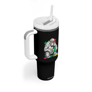 Autism Awareness Bigfoot Puzzle Autistic Warrior Tumbler With Handle TS09 Print Your Wear