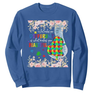 Autism Awareness Sweatshirt What Makes You Different Is What Makes You Beautiful Autistic Elephant Mom TS09 Royal Blue Print Your Wear