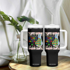 Autism Awareness Tumbler With Handle What Makes You Different Is What Makes You Beautiful Autistic Elephant Mom TS09 Print Your Wear