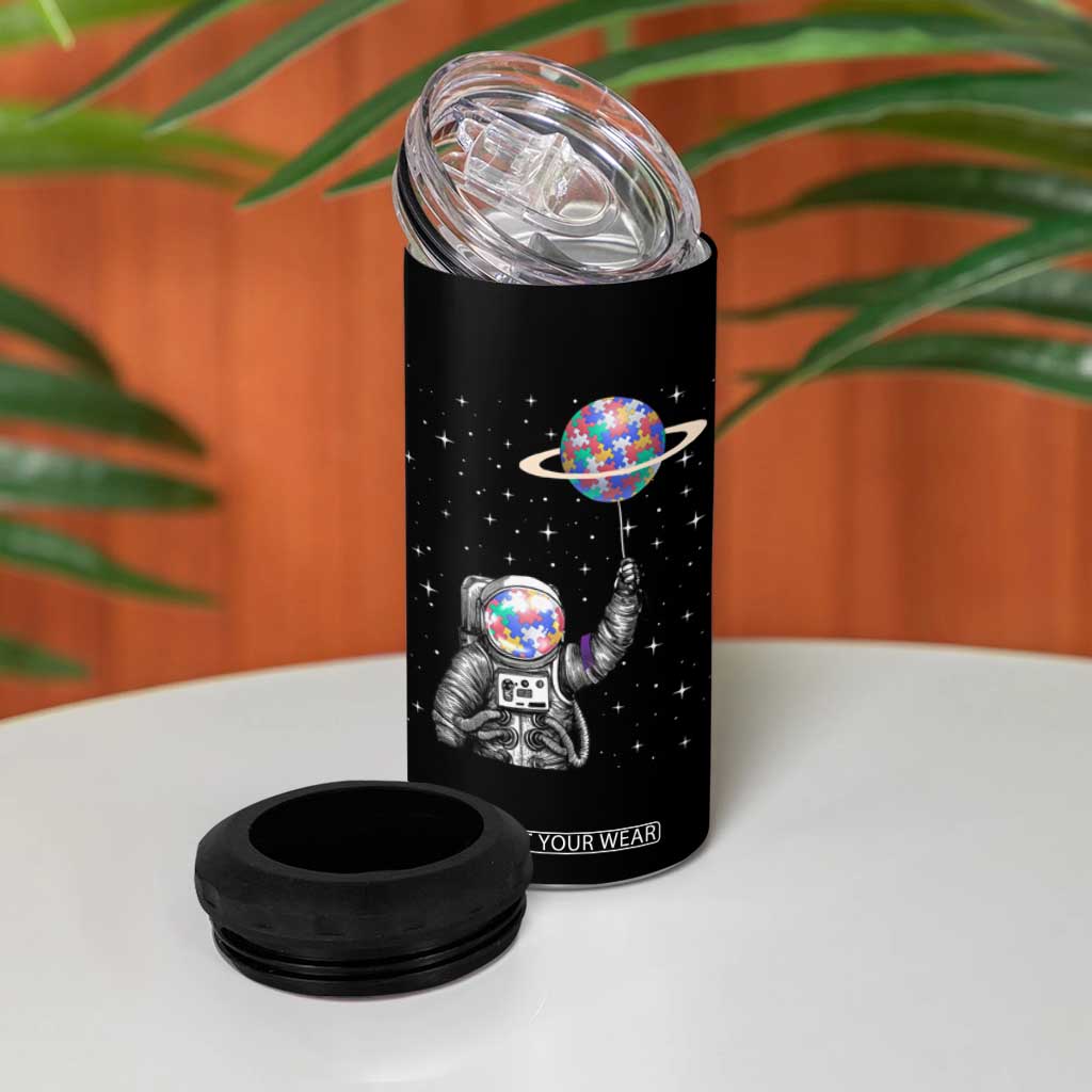 Autism Awareness 4 in 1 Can Cooler Tumbler Astronaut Puzzle Balloon Autistic Outer Space TS09 Print Your Wear