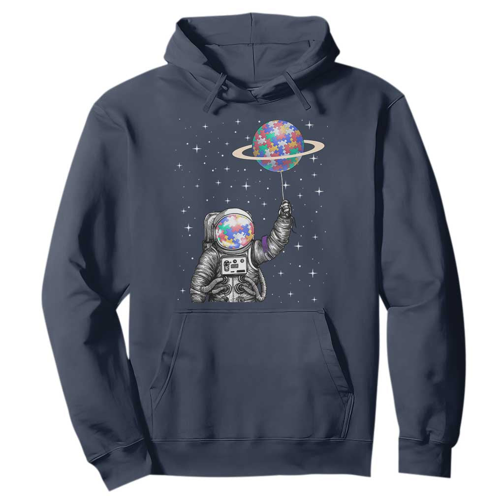 Autism Awareness Hoodie Astronaut Puzzle Balloon Autistic Outer Space TS09 Navy Printyourwear