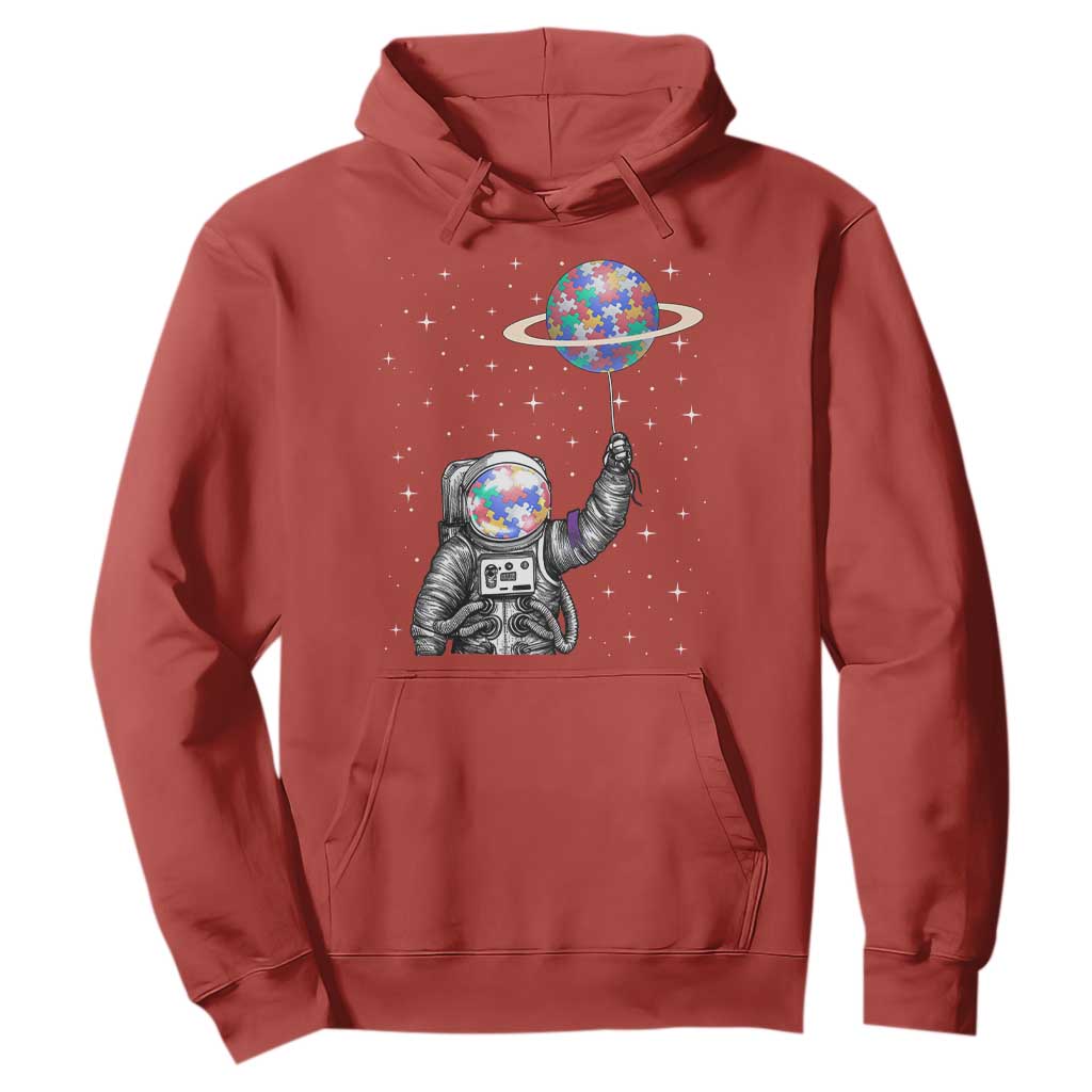 Autism Awareness Hoodie Astronaut Puzzle Balloon Autistic Outer Space TS09 Red Printyourwear