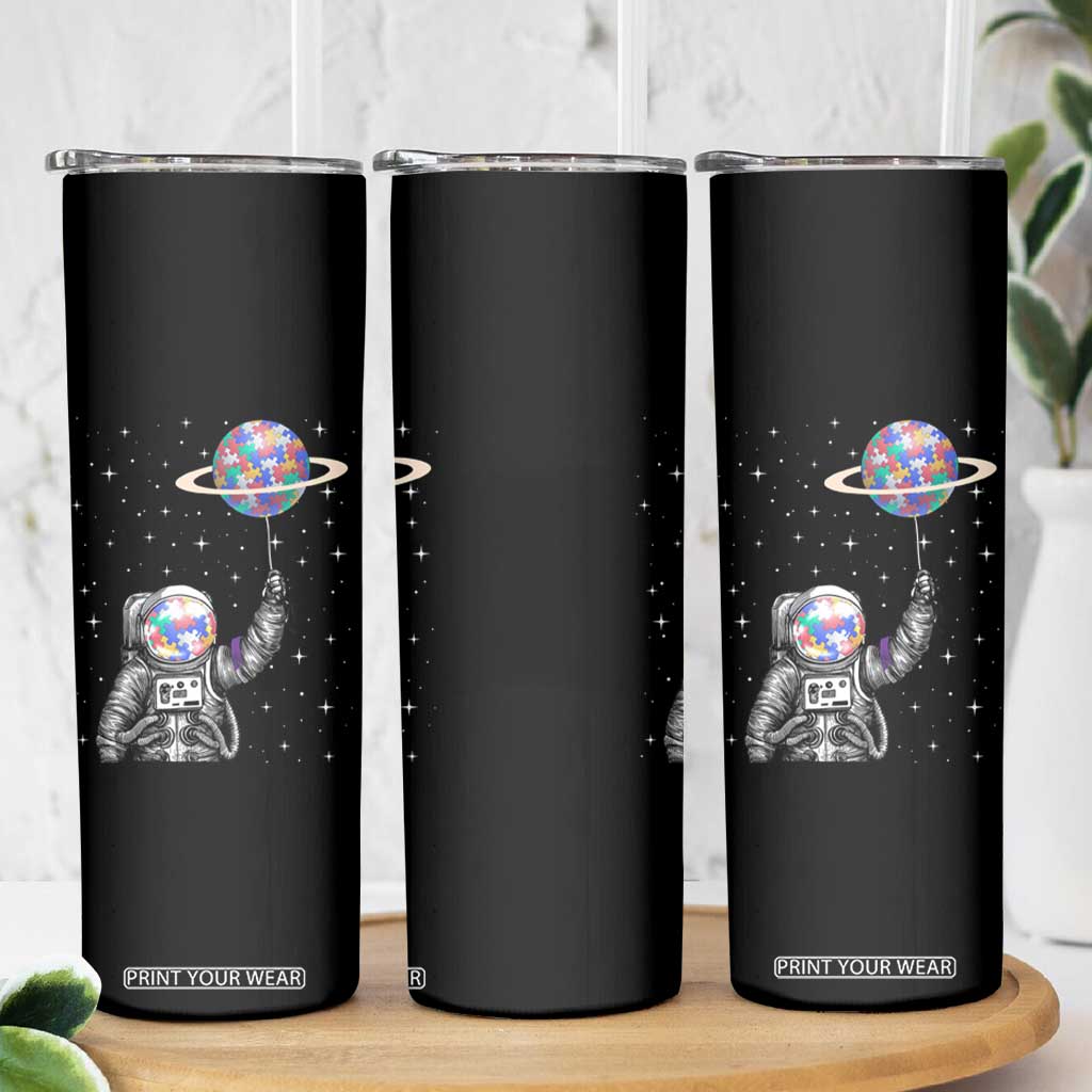 Autism Awareness Skinny Tumbler Astronaut Puzzle Balloon Autistic Outer Space TS09 Print Your Wear