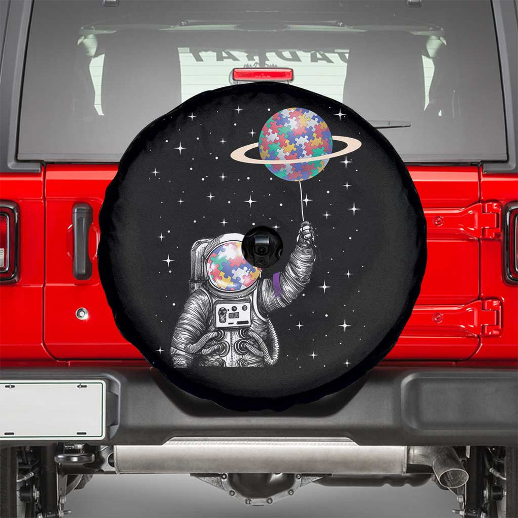 Autism Awareness Spare Tire Cover Astronaut Puzzle Balloon Autistic Outer Space TS09 Black Print Your Wear