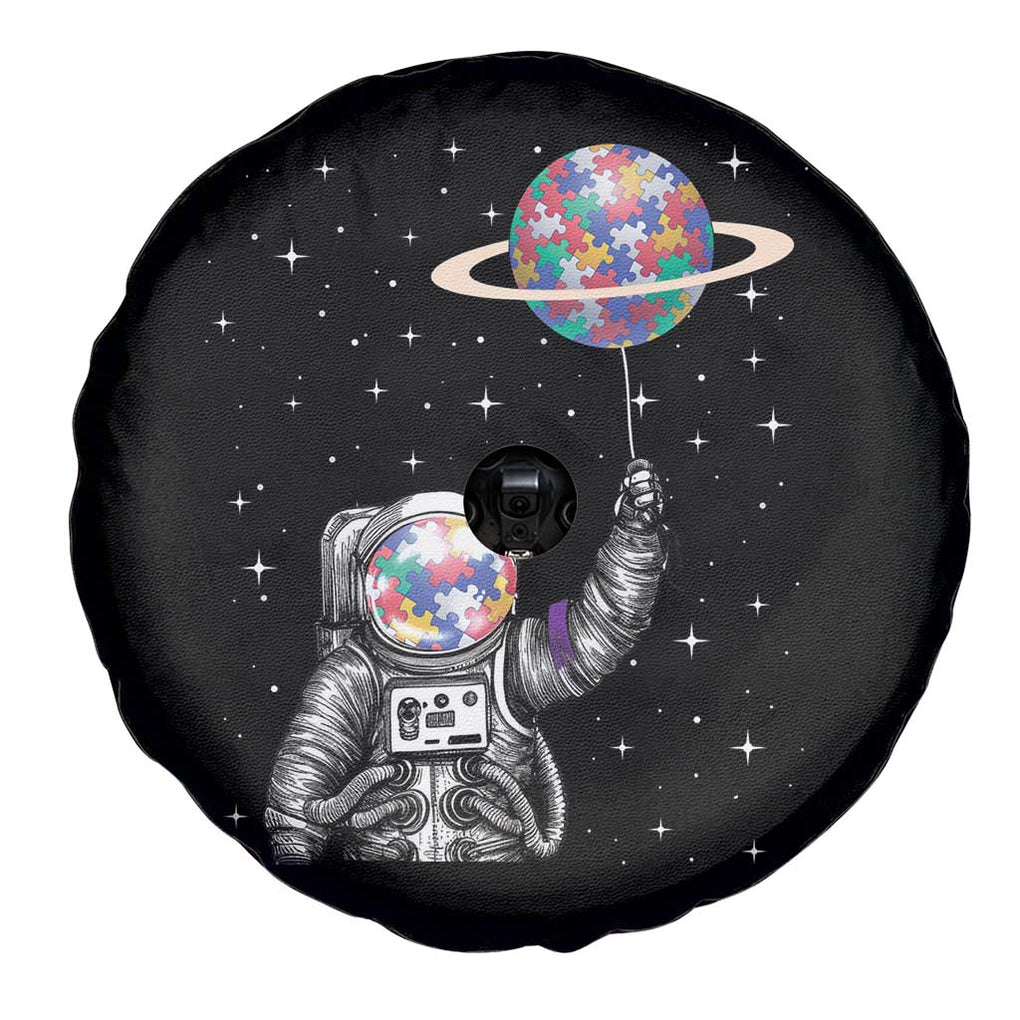 Autism Awareness Spare Tire Cover Astronaut Puzzle Balloon Autistic Outer Space TS09 Print Your Wear