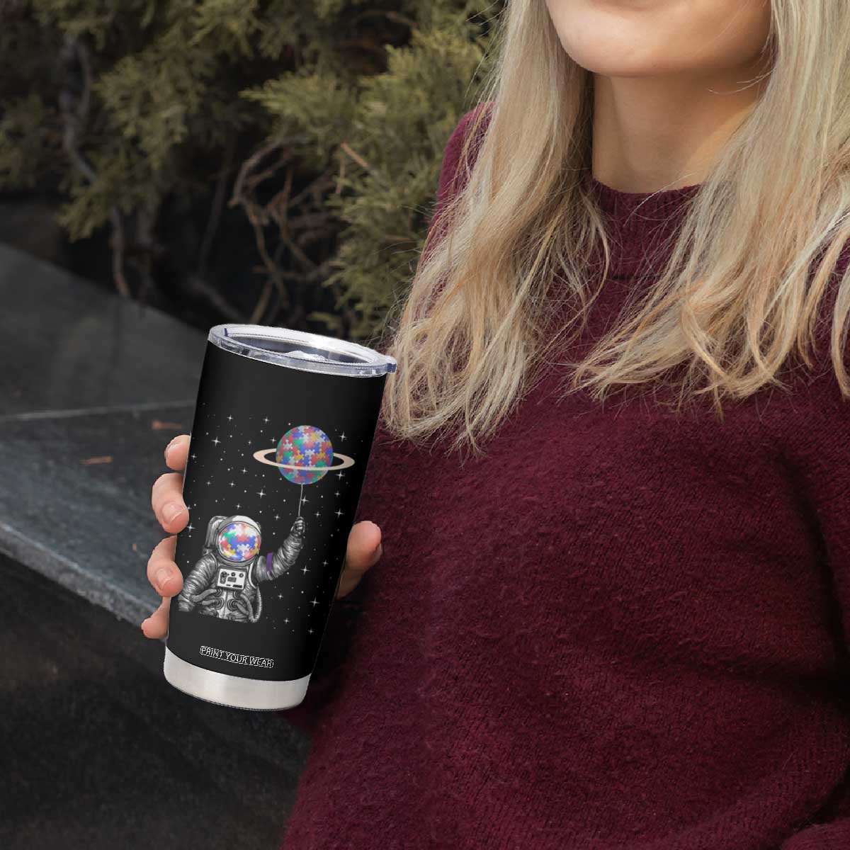 Autism Awareness Tumbler Cup Astronaut Puzzle Balloon Autistic Outer Space TS09 Print Your Wear