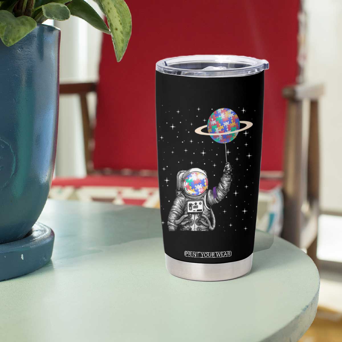 Autism Awareness Tumbler Cup Astronaut Puzzle Balloon Autistic Outer Space TS09 Print Your Wear