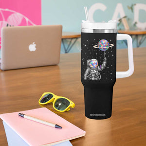 Autism Awareness Tumbler With Handle Astronaut Puzzle Balloon Autistic Outer Space TS09 Print Your Wear