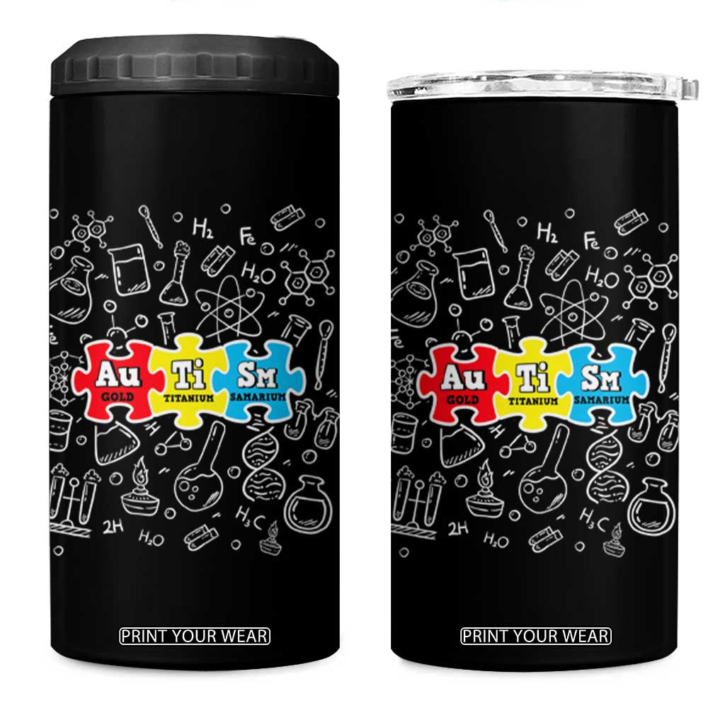 Autism Awareness Puzzle Periodic Table Autistic 4 in 1 Can Cooler Tumbler TS09 One Size: 16 oz Black Print Your Wear