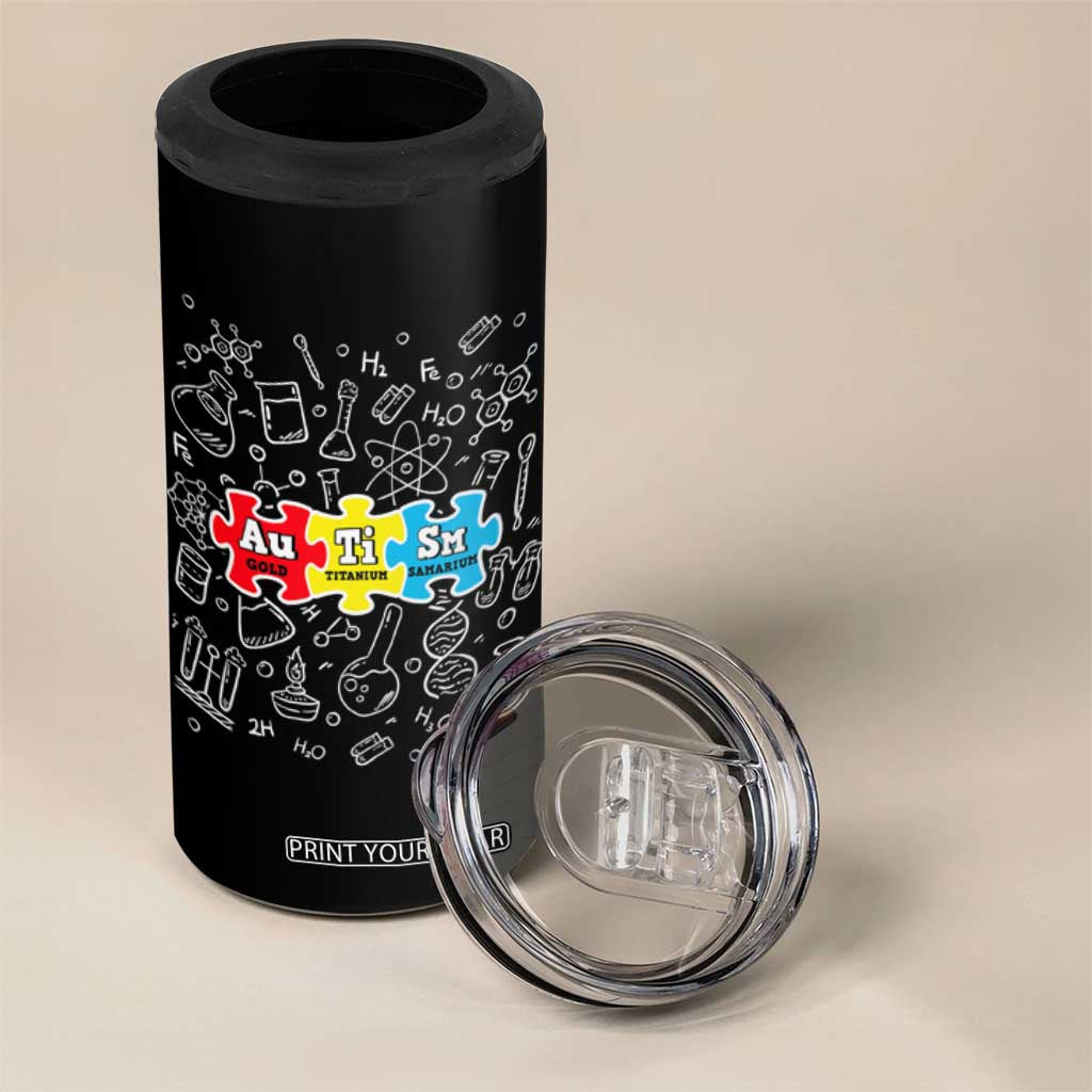 Autism Awareness Puzzle Periodic Table Autistic 4 in 1 Can Cooler Tumbler TS09 Print Your Wear