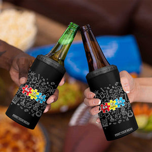 Autism Awareness Puzzle Periodic Table Autistic 4 in 1 Can Cooler Tumbler TS09 Print Your Wear