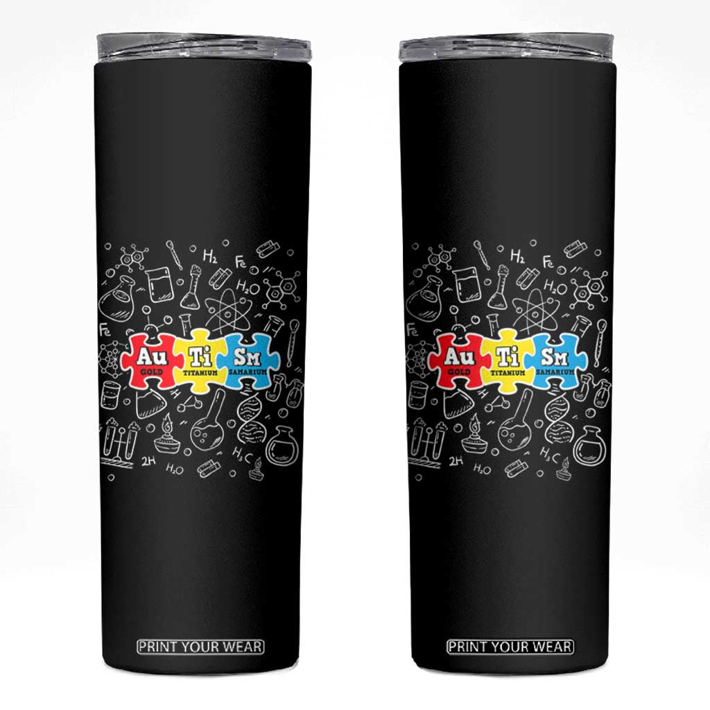 Autism Awareness Puzzle Periodic Table Autistic Skinny Tumbler TS09 Black Print Your Wear