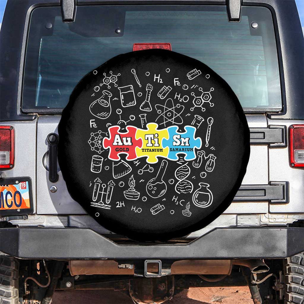Autism Awareness Puzzle Periodic Table Autistic Spare Tire Cover TS09 No hole Black Print Your Wear