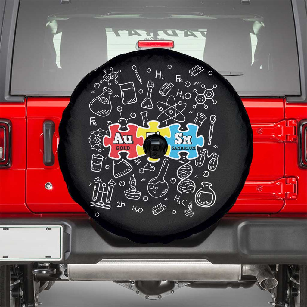 Autism Awareness Puzzle Periodic Table Autistic Spare Tire Cover TS09 Black Print Your Wear