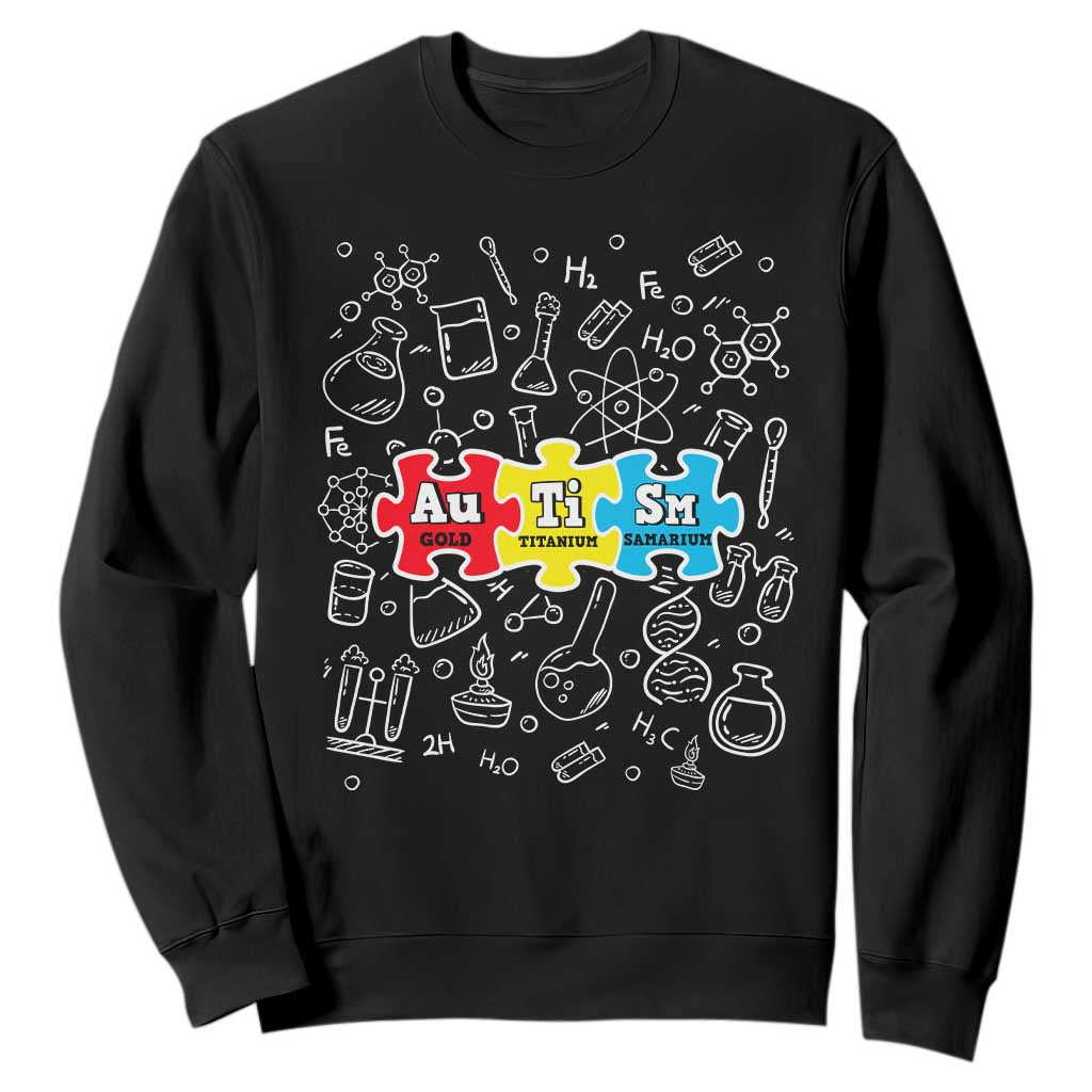 Autism Awareness Puzzle Periodic Table Autistic Sweatshirt TS09 Black Printyourwear