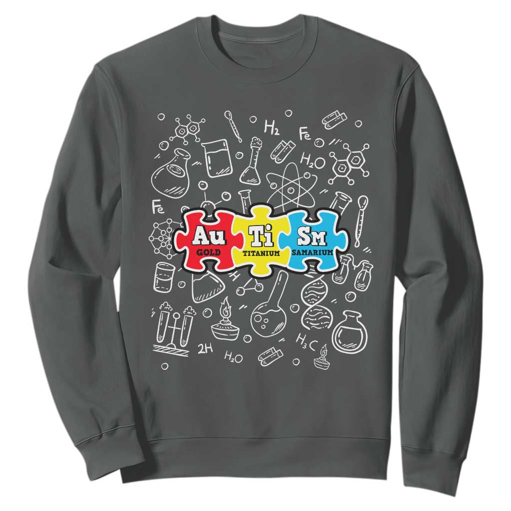 Autism Awareness Puzzle Periodic Table Autistic Sweatshirt TS09 Dark Heather Printyourwear