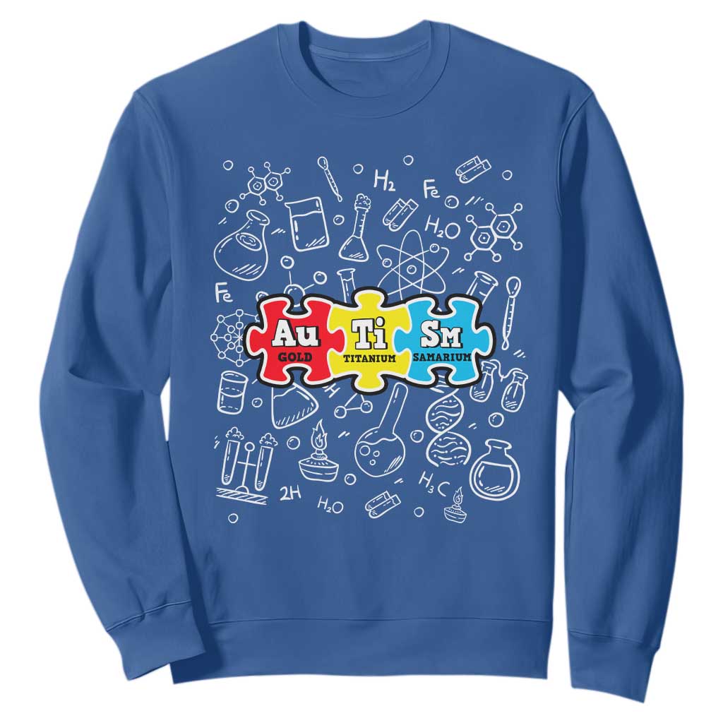 Autism Awareness Puzzle Periodic Table Autistic Sweatshirt TS09 Royal Blue Printyourwear