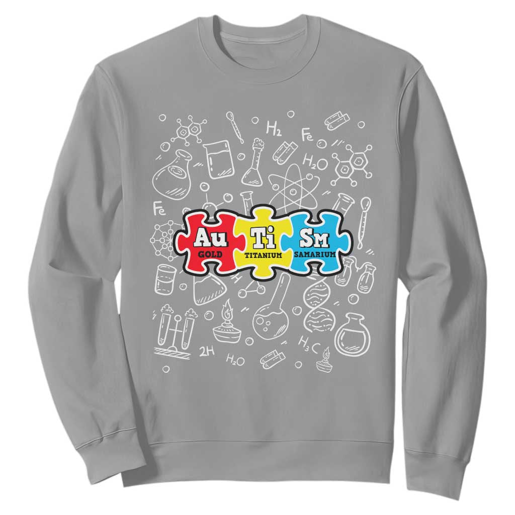 Autism Awareness Puzzle Periodic Table Autistic Sweatshirt TS09 Sport Gray Printyourwear