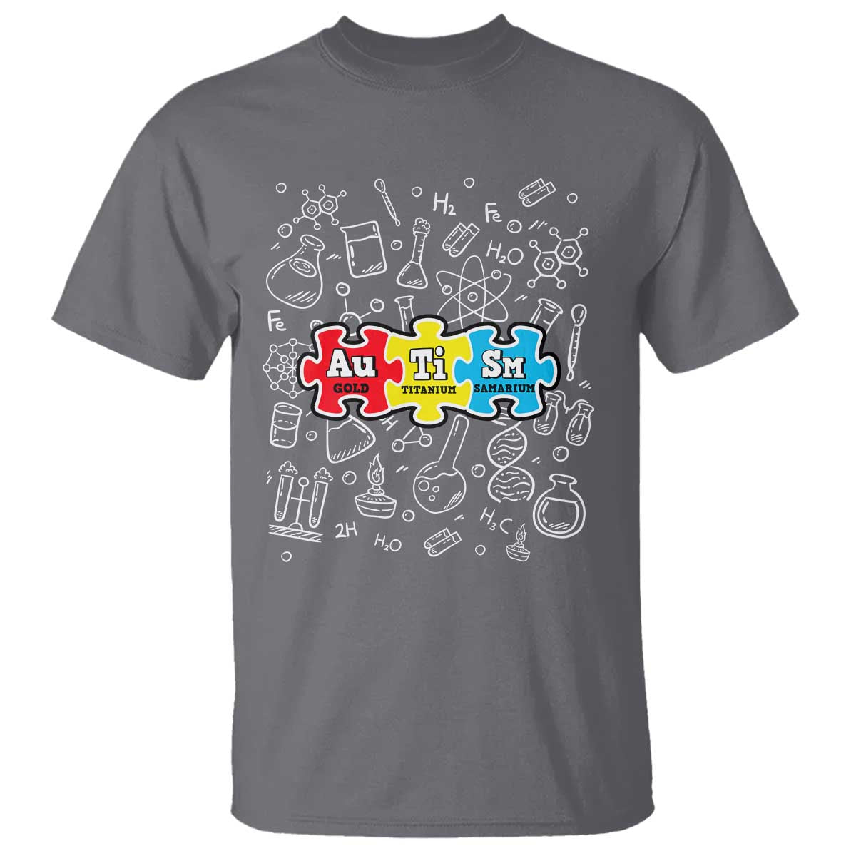 Autism Awareness Puzzle Periodic Table Autistic T Shirt TS09 Charcoal Printyourwear