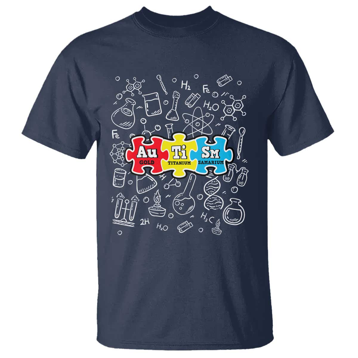 Autism Awareness Puzzle Periodic Table Autistic T Shirt TS09 Navy Printyourwear