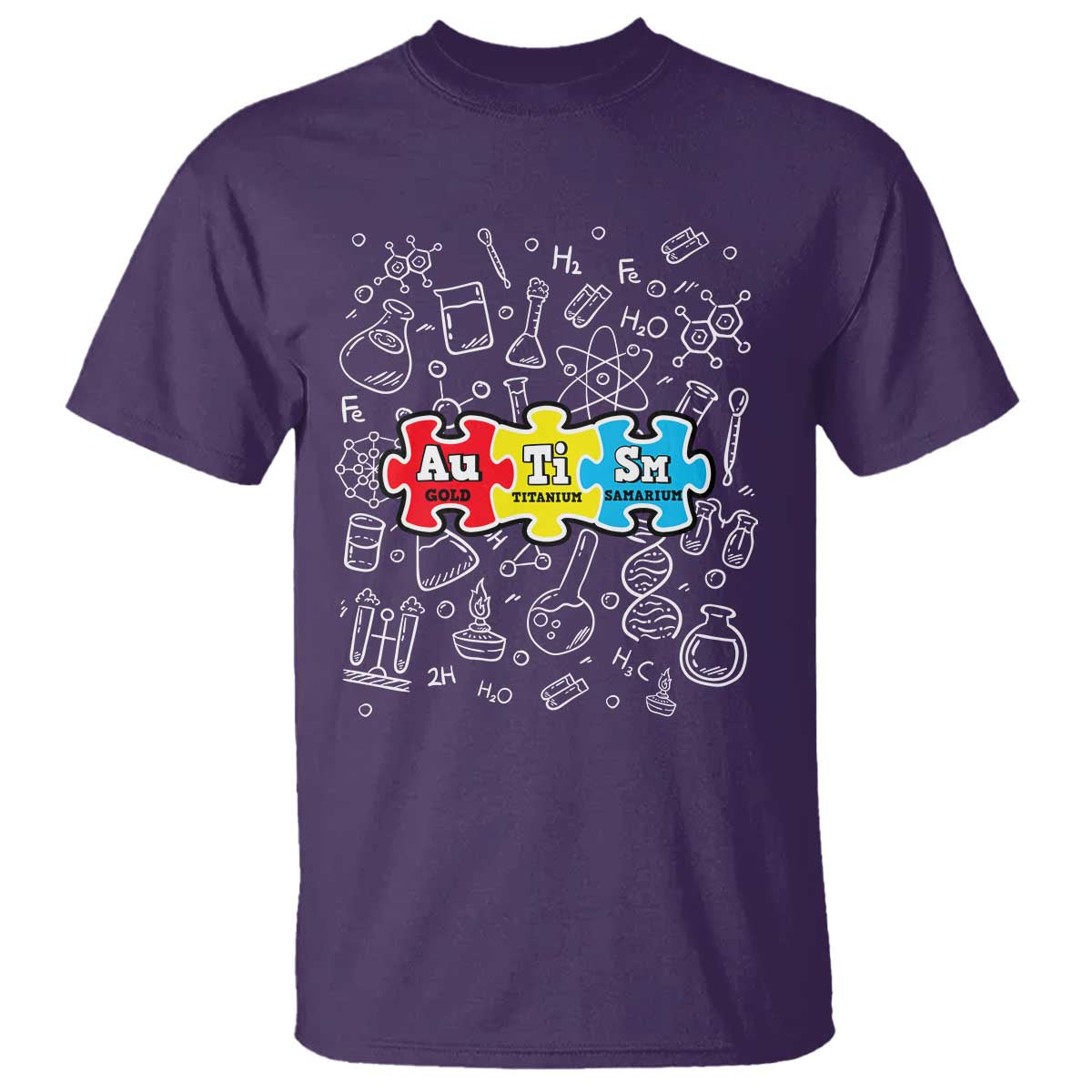 Autism Awareness Puzzle Periodic Table Autistic T Shirt TS09 Purple Printyourwear