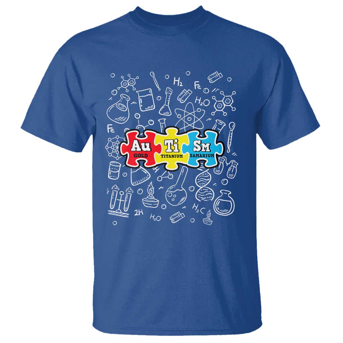 Autism Awareness Puzzle Periodic Table Autistic T Shirt TS09 Royal Blue Printyourwear