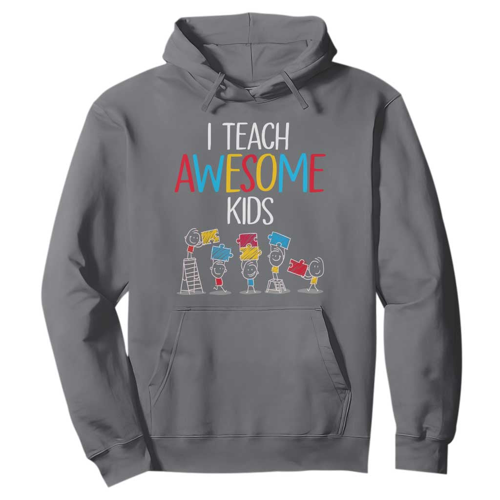 Autism Awareness Hoodie I Teach Awesome Kids Funny Puzzle Special Education Teacher TS09 Charcoal Printyourwear