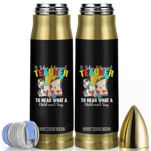 Autism Awareness Bullet Tumbler It Takes A Special Teacher To Hear What A Child Can't Say TS09 Black Print Your Wear