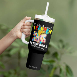 Autism Awareness Tumbler With Handle It Takes A Special Teacher To Hear What A Child Can't Say TS09 Print Your Wear