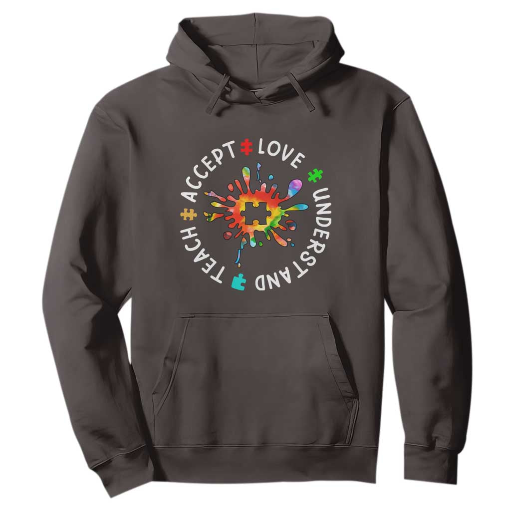Autism Awareness Hoodie Special Teacher Teach Accept Understand Love TS09 Dark Chocolate Printyourwear