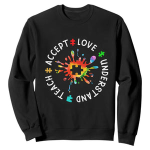 Autism Awareness Sweatshirt Special Teacher Teach Accept Understand Love TS09 Black Printyourwear