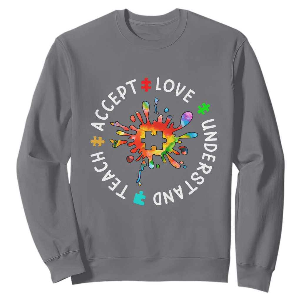 Autism Awareness Sweatshirt Special Teacher Teach Accept Understand Love TS09 Charcoal Printyourwear