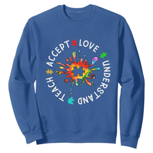 Autism Awareness Sweatshirt Special Teacher Teach Accept Understand Love TS09 Royal Blue Printyourwear