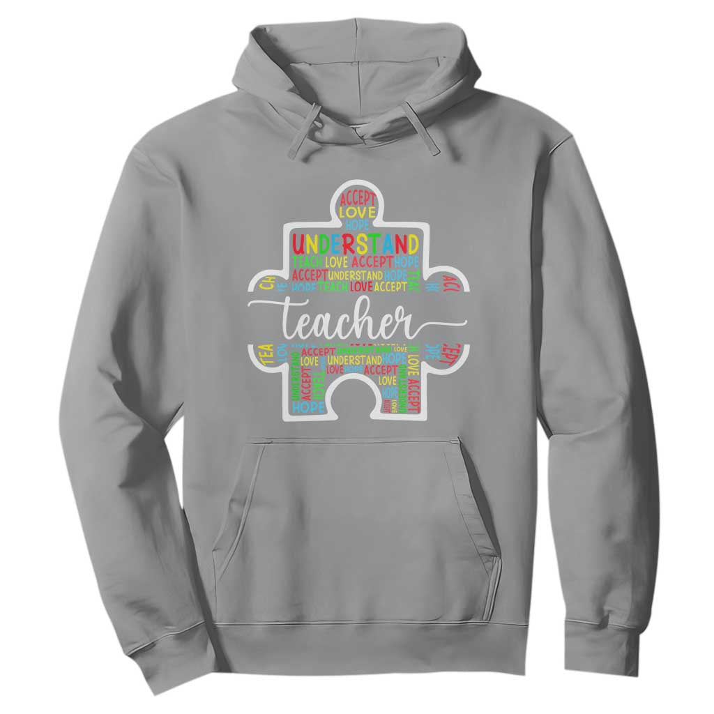 Autism Awareness Hoodie Special Teacher Teach Accept Understand Love TS09 Sport Gray Printyourwear