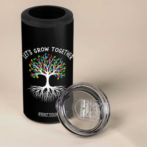 Autism Awareness 4 in 1 Can Cooler Tumbler Let's Grow Together Puzzle Flowers TS09 Print Your Wear