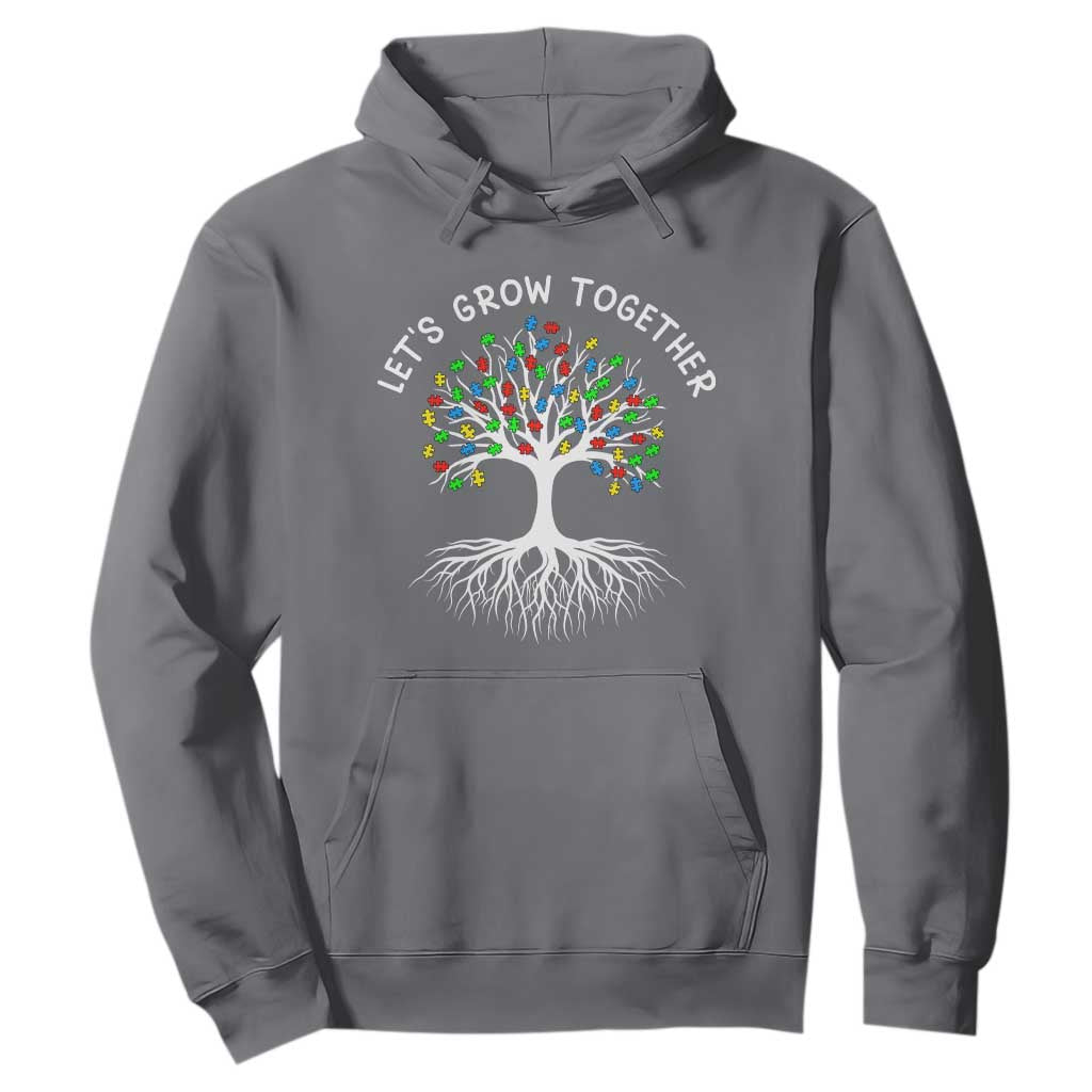 Autism Awareness Hoodie Let's Grow Together Puzzle Flowers TS09 Charcoal Printyourwear