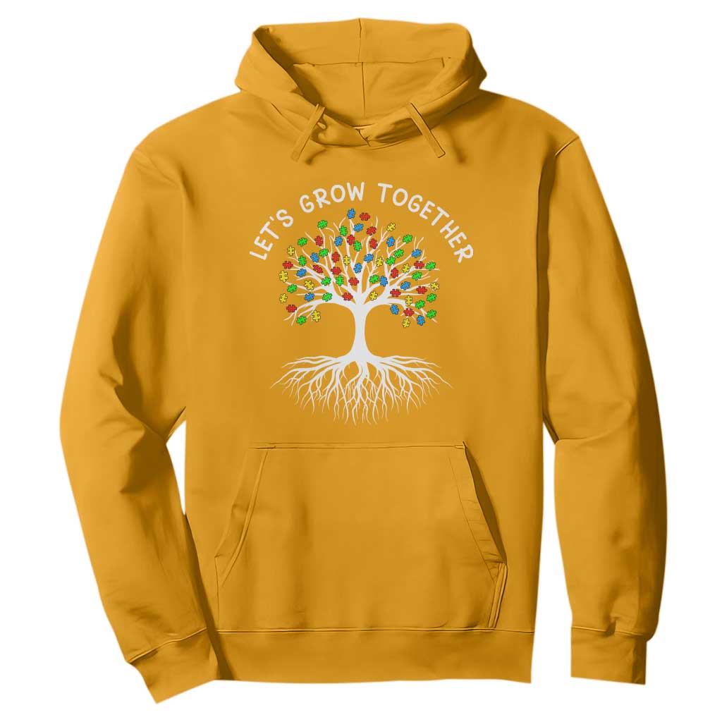 Autism Awareness Hoodie Let's Grow Together Puzzle Flowers TS09 Gold Printyourwear