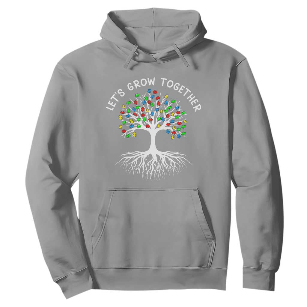 Autism Awareness Hoodie Let's Grow Together Puzzle Flowers TS09 Sport Gray Printyourwear