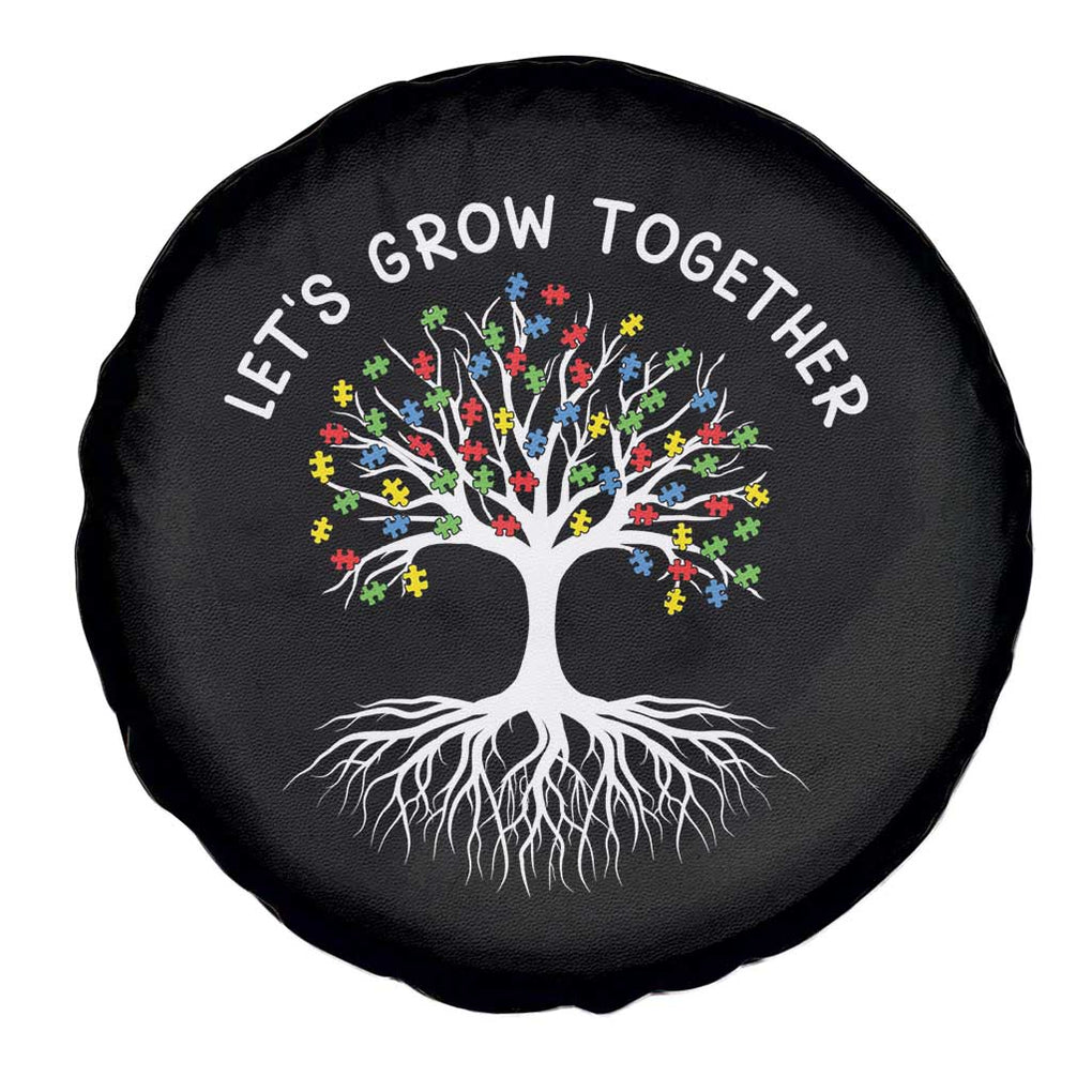Autism Awareness Spare Tire Cover Let's Grow Together Puzzle Flowers TS09 Print Your Wear