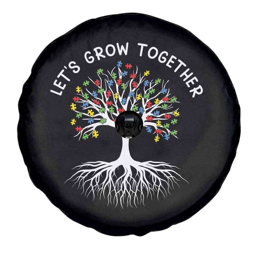 Autism Awareness Spare Tire Cover Let's Grow Together Puzzle Flowers TS09 Print Your Wear