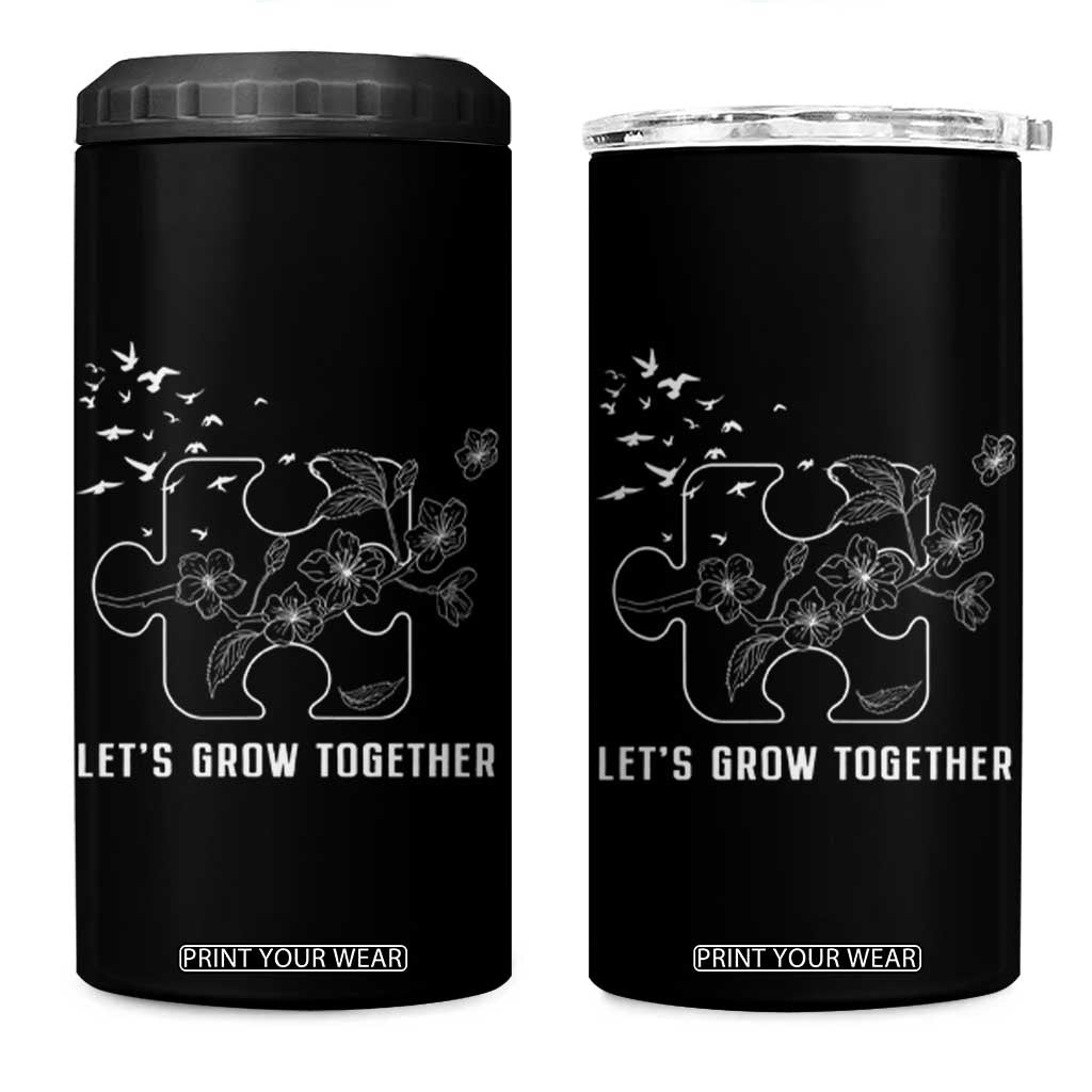 Autism Awareness 4 in 1 Can Cooler Tumbler Let's Grow Together Puzzle Tree TS09 One Size: 16 oz Black Print Your Wear