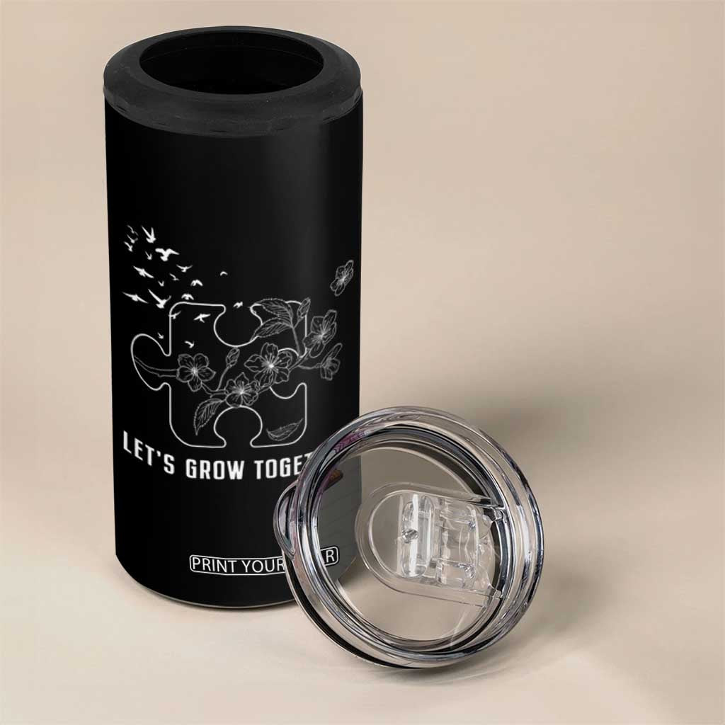 Autism Awareness 4 in 1 Can Cooler Tumbler Let's Grow Together Puzzle Tree TS09 Print Your Wear