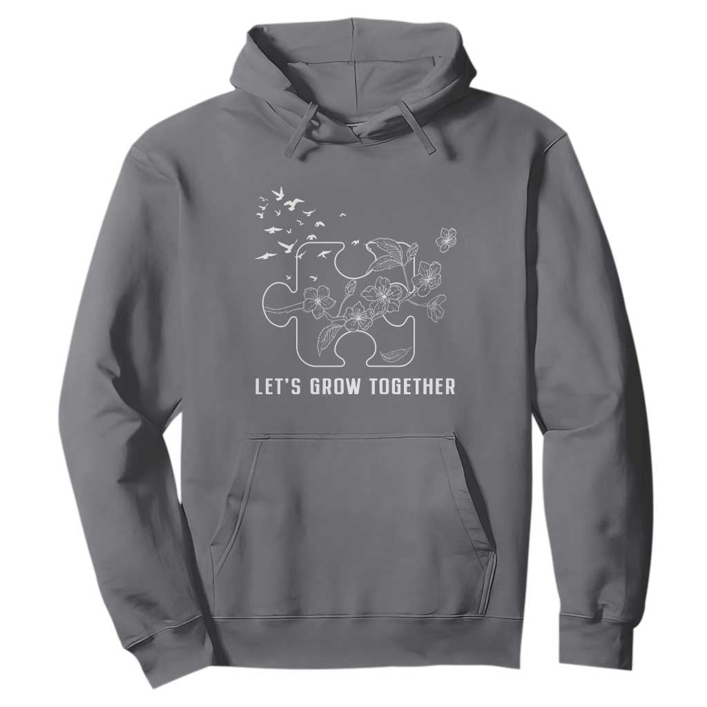 Autism Awareness Hoodie Let's Grow Together Puzzle Tree TS09 Charcoal Printyourwear