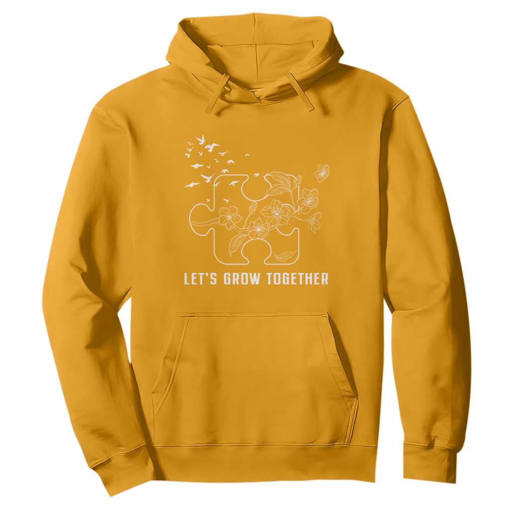 Autism Awareness Hoodie Let's Grow Together Puzzle Tree TS09 Gold Printyourwear