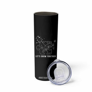 Autism Awareness Skinny Tumbler Let's Grow Together Puzzle Tree TS09 Print Your Wear