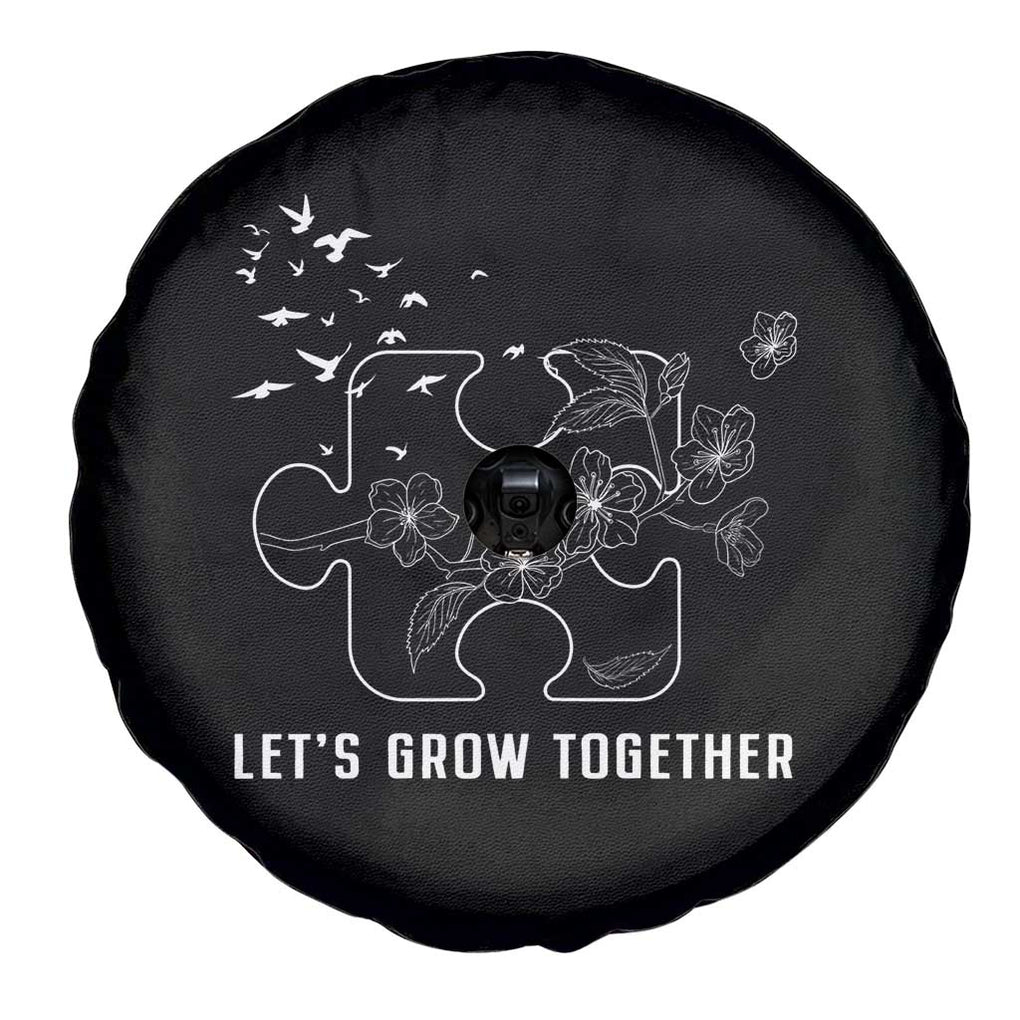 Autism Awareness Spare Tire Cover Let's Grow Together Puzzle Tree TS09 Print Your Wear