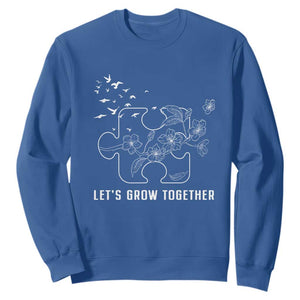 Autism Awareness Sweatshirt Let's Grow Together Puzzle Tree TS09 Royal Blue Printyourwear